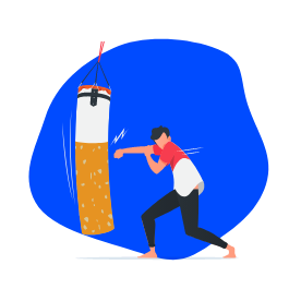 Personne qui boxe un mégot